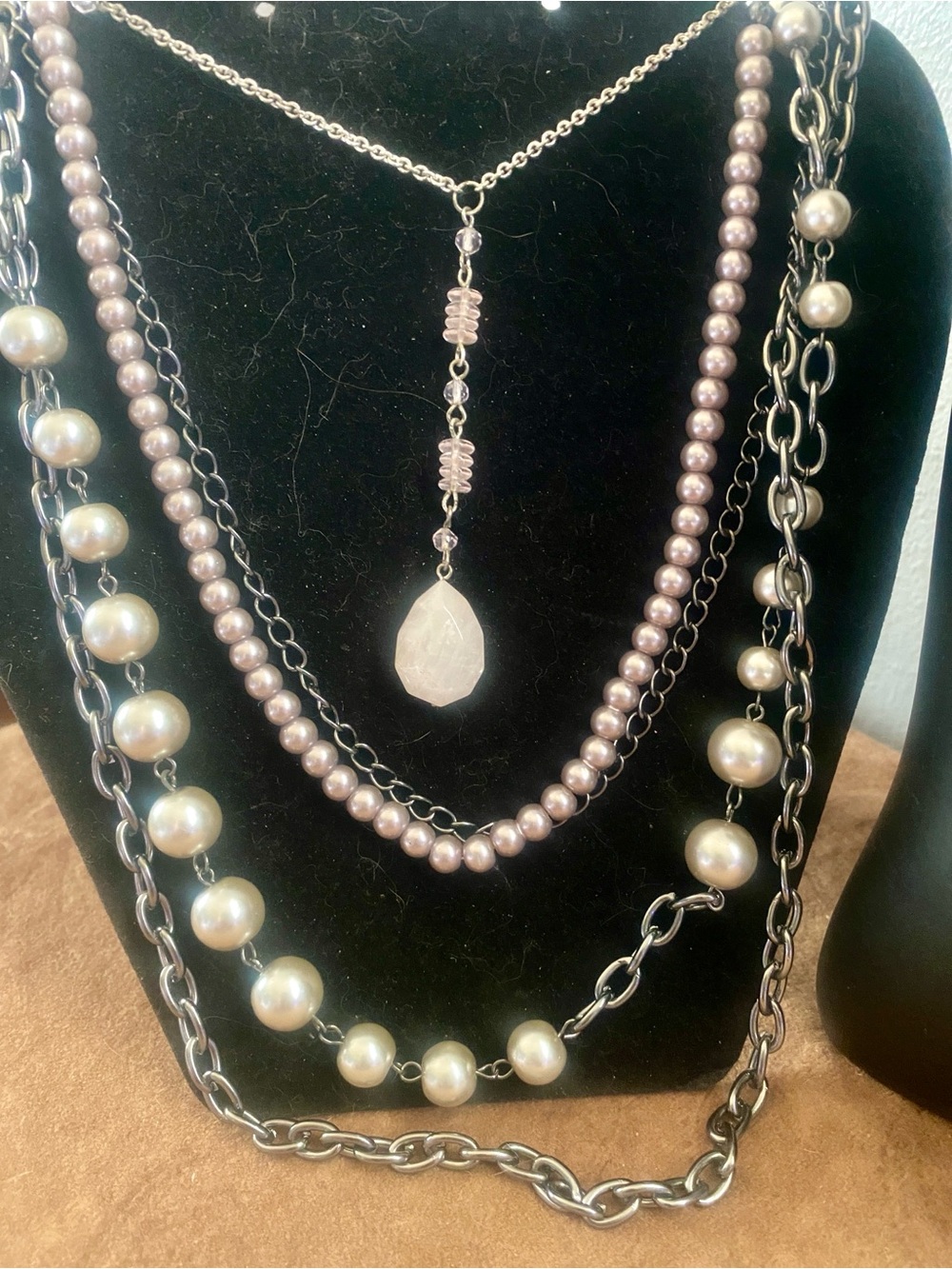 Multi-strand freshwater baroque pearls, Delicate White Teardrop Pendant Necklace - Picture 2 of 11